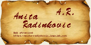 Anita Radinković vizit kartica